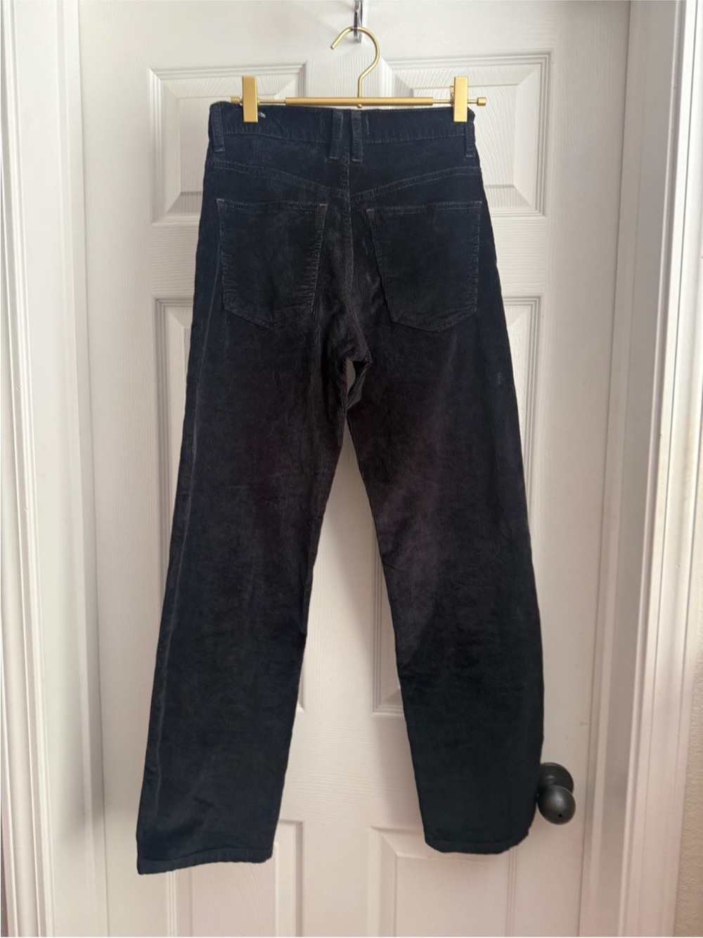 Free People Black Straight-Leg Corduroy Trousers